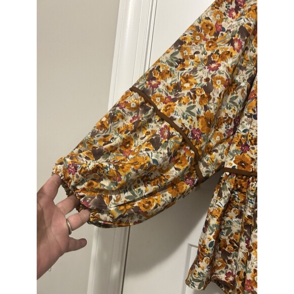 Women’s Plus Size XXL Top Blouse Shirt Floral Short Sleeve Peplum Pullover Boho - Picture 4 of 6